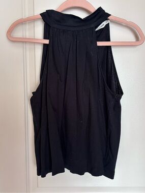 MANGO - Black Sleeveless Mock Neck Tank